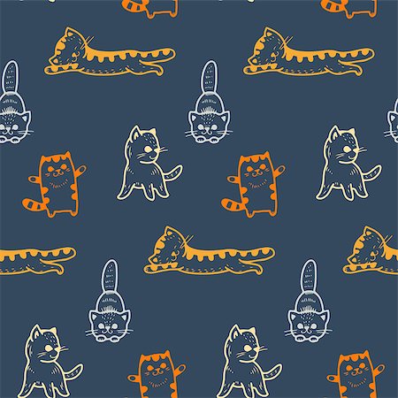 simsearch:400-07219167,k - Seamless pattern - funny cartoon kittens. Vector illustration. Stock Photo - Budget Royalty-Free & Subscription, Code: 400-07840601