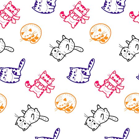 simsearch:400-07315892,k - Seamless pattern - funny cartoon kittens. Vector illustration. Fotografie stock - Microstock e Abbonamento, Codice: 400-07840602