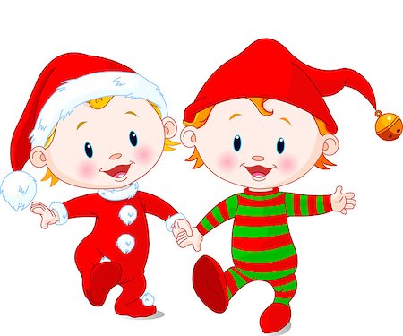 Two cute babies with Christmas costumes Stock Photo - Budget Royalty-Free & Subscription, Code: 400-07840635