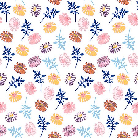 simsearch:400-07510594,k - Seamless pattern -  flower background in doodle style. Vector illustration. Stock Photo - Budget Royalty-Free & Subscription, Code: 400-07840644