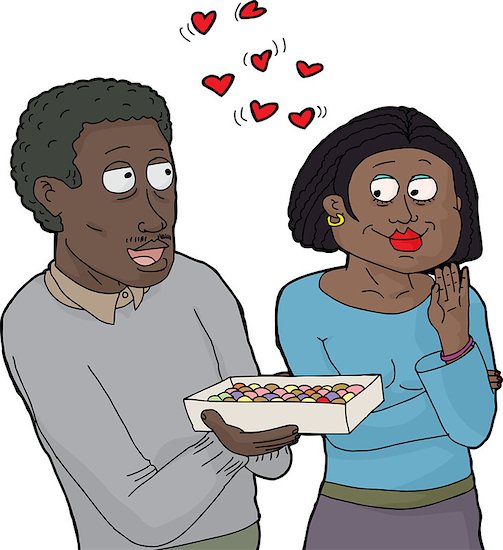Isolated cartoon of loving couple sharing sweets Stock Photo - Royalty-Free, Artist: theblackrhino, Image code: 400-07840668