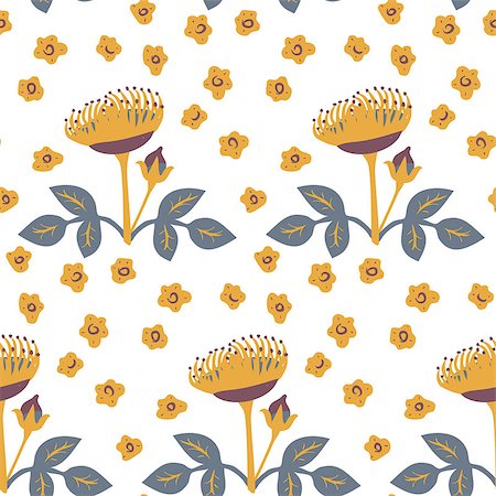 simsearch:400-07510594,k - Seamless pattern -  flower background in doodle style. Vector illustration. Stock Photo - Budget Royalty-Free & Subscription, Code: 400-07840685