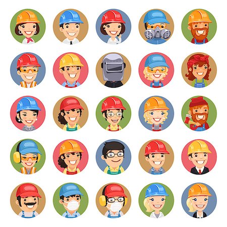 simsearch:400-08052054,k - Builders Cartoon Characters Icons Set1.3. In the EPS file, each element is grouped separately. Clipping paths included in additional jpg format. Photographie de stock - Aubaine LD & Abonnement, Code: 400-07840734