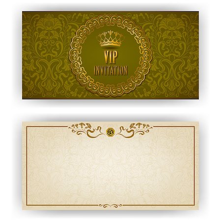 Elegant template luxury invitation, card with lace ornament, place for text. Floral elements, ornate background. Vector illustration EPS 10. Stock Photo - Budget Royalty-Free & Subscription, Code: 400-07894266