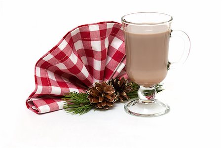 Cup of hot chocolate and table decorations for christmas Stock Photo - Budget Royalty-Free & Subscription, Code: 400-07894347