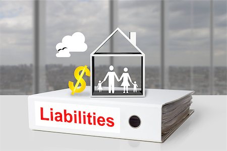 white office binder liabilities family house home dollar symbol debts Stock Photo - Budget Royalty-Free & Subscription, Code: 400-07894806