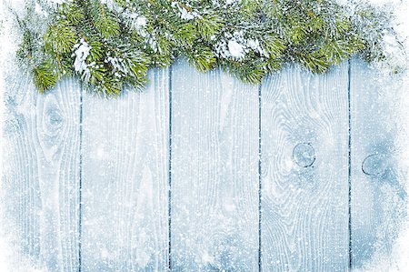 frozen ice background - Old wood texture with snow and firtree christmas background Stock Photo - Budget Royalty-Free & Subscription, Code: 400-07894954