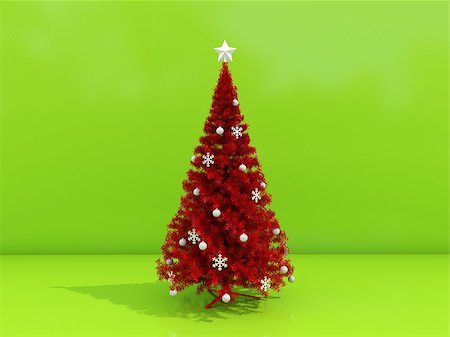 supertrooper (artist) - Decorated Christmas tree on a green background Photographie de stock - Aubaine LD & Abonnement, Code: 400-07895048