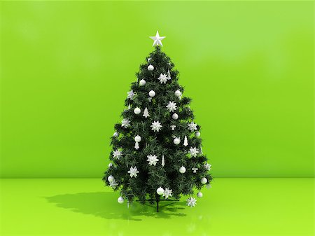 supertrooper (artist) - Decorated Christmas tree on a green background Photographie de stock - Aubaine LD & Abonnement, Code: 400-07895049
