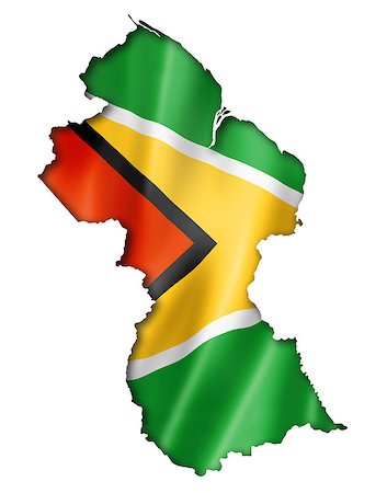 Guyana flag map, three dimensional render, isolated on white Stock Photo - Budget Royalty-Free & Subscription, Code: 400-07895108