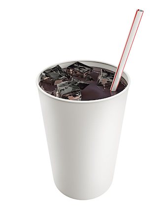 simsearch:400-08794469,k - paper cup with cola and ice on white Foto de stock - Super Valor sin royalties y Suscripción, Código: 400-07895125