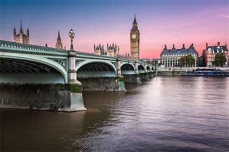 simsearch:400-07895161,k - Big Ben, Queen Elizabeth Tower and Westminster Bridge Illuminated at Dawn, London, United Kingdom Fotografie stock - Microstock e Abbonamento, Codice: 400-07895155