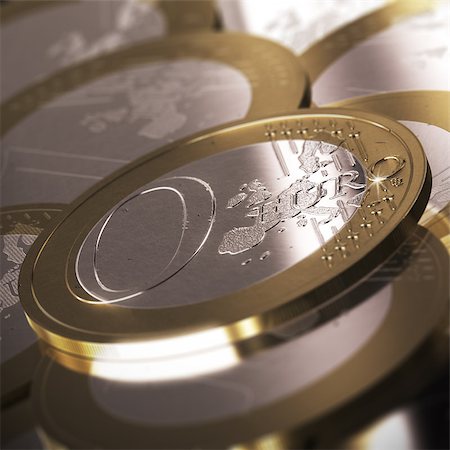 Zero Euro Coin over many other coins. Symbol of free credit, or something that cost nothing. Realistic 3D image with details, scratches, knocks. Stock Photo - Budget Royalty-Free & Subscription, Code: 400-07895279