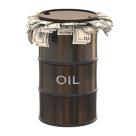 simsearch:400-07779600,k - Oil barrel full of dollars inside. Clipping path included. Photographie de stock - Aubaine LD & Abonnement, Code: 400-07895572