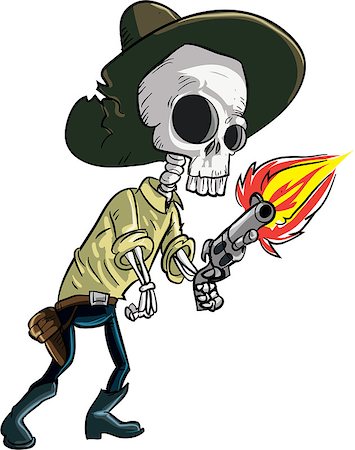 simsearch:400-06084708,k - Cartoon skeleton cowboy with gun. Isolated on white Stock Photo - Budget Royalty-Free & Subscription, Code: 400-07895588