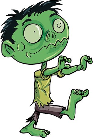 scary cartoon zombie picture - Cartoon cute zombie. Isolated Stock Photo - Budget Royalty-Free & Subscription, Code: 400-07895581