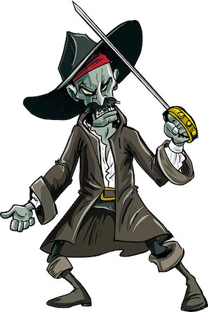 simsearch:400-08164280,k - Cartoon evil zombie pirate. Isolated on white Stockbilder - Microstock & Abonnement, Bildnummer: 400-07895590