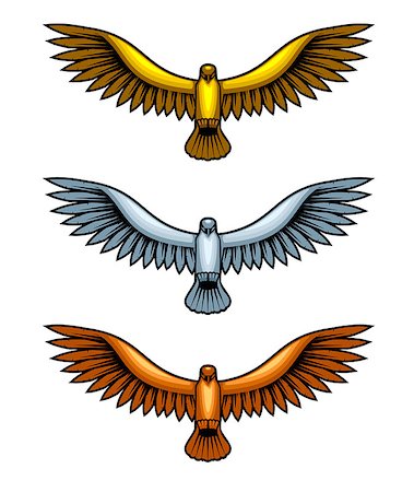 falcon bird symbol wings - Golden, silver and bronze hawk figures, set of metal birds Stock Photo - Budget Royalty-Free & Subscription, Code: 400-07896149