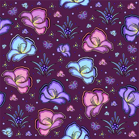 simsearch:400-08198402,k - Illustration of seamless abstract floral background with butterflies Foto de stock - Super Valor sin royalties y Suscripción, Código: 400-07896329