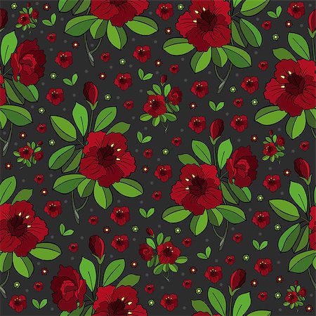 simsearch:400-08198402,k - Illustration of seamless abstract floral background in red, green and grey colors Foto de stock - Super Valor sin royalties y Suscripción, Código: 400-07896331
