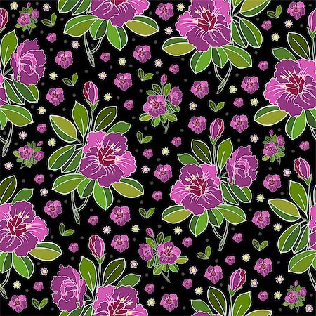 simsearch:400-07933390,k - Illustration of seamless abstract floral background in pink, lilac, green and black colors Photographie de stock - Aubaine LD & Abonnement, Code: 400-07896333