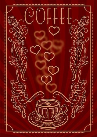 simsearch:400-07425012,k - vector cup for coffee with ornament and inscription Foto de stock - Super Valor sin royalties y Suscripción, Código: 400-07896405
