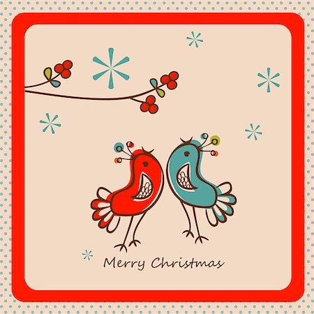 christmas card with birds Stock Photo - Budget Royalty-Free & Subscription, Code: 400-07896445