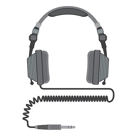 symbols modern art - vector big dj headphones with coiled cord and jack connector Photographie de stock - Aubaine LD & Abonnement, Code: 400-07896539