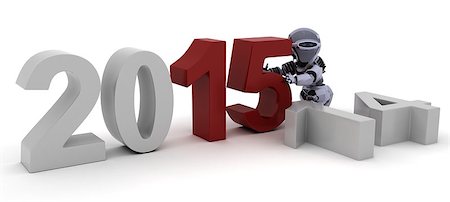 simsearch:400-07902525,k - 3D Render of a Robot celebrating new years Stock Photo - Budget Royalty-Free & Subscription, Code: 400-07896765