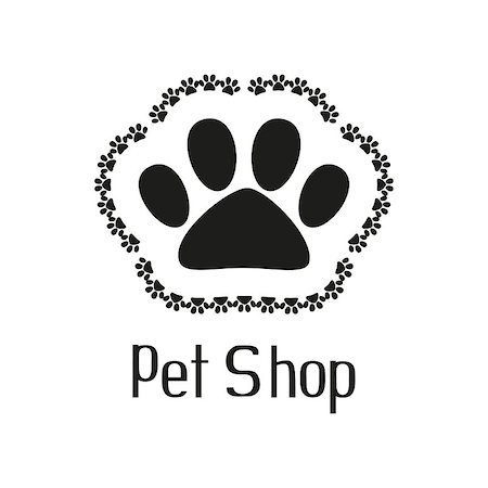 fashion dog cartoon - Pet shop logo with pet paw and hand drawn inscription, vector illustration Stock Photo - Budget Royalty-Free & Subscription, Code: 400-07896908