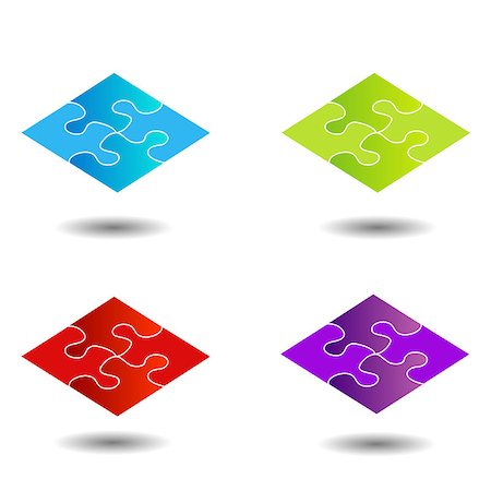 Puzzle in different colors- logo Stock Photo - Budget Royalty-Free & Subscription, Code: 400-07897026