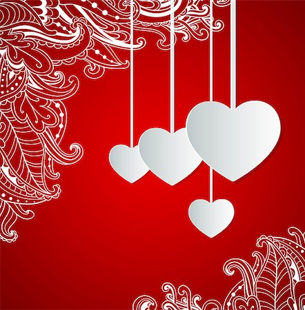 simsearch:400-07897102,k - Red decorative vector background with hearts for Valentine's day Stock Photo - Budget Royalty-Free & Subscription, Code: 400-07897098