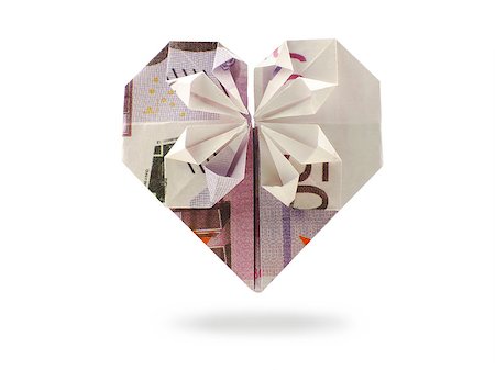 origami heart of five hundred banknote Stock Photo - Budget Royalty-Free & Subscription, Code: 400-07897147