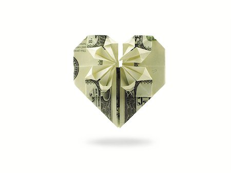 origami heart of hundred dollar banknote Stock Photo - Budget Royalty-Free & Subscription, Code: 400-07897149