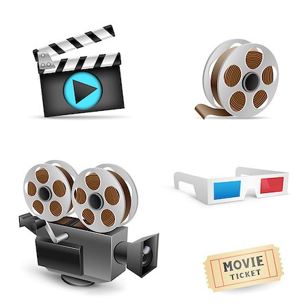 simsearch:400-07624394,k - The cinema set collection on the white background Stock Photo - Budget Royalty-Free & Subscription, Code: 400-07897589