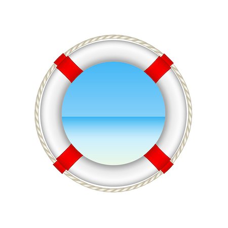 simsearch:400-06137379,k - White life buoy as beach concept with rope around on white background Stockbilder - Microstock & Abonnement, Bildnummer: 400-07897599