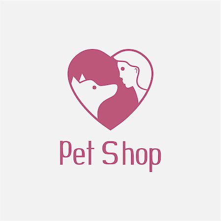 simsearch:400-08346248,k - Flat pet shop logo with dog and man in heart are best friends, loved doggy sign for pet salon or store icon, vector illustration Stock Photo - Budget Royalty-Free & Subscription, Code: 400-07897871