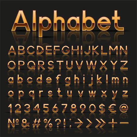 Decorative golden alphabet. Vector illustration Stock Photo - Budget Royalty-Free & Subscription, Code: 400-07897907
