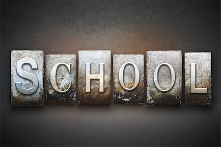 The word SCHOOL written in vintage letterpress type Stock Photo - Budget Royalty-Free & Subscription, Code: 400-07897947