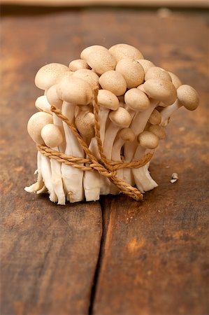 simsearch:400-07038465,k - bunch of fresh wild mushrooms on a rustic wood table tied with a rope Photographie de stock - Aubaine LD & Abonnement, Code: 400-07898043
