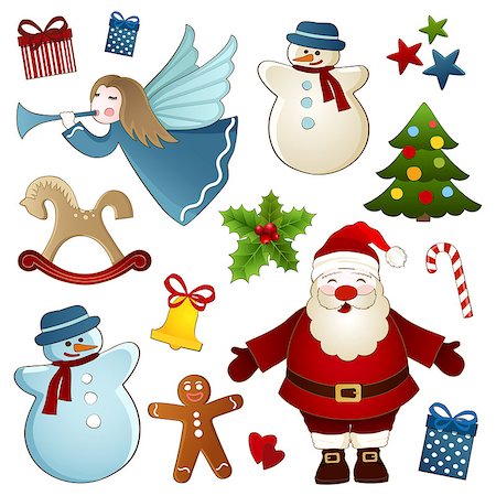 Vector collection of Christmas elements on a white background Stock Photo - Budget Royalty-Free & Subscription, Code: 400-07898067
