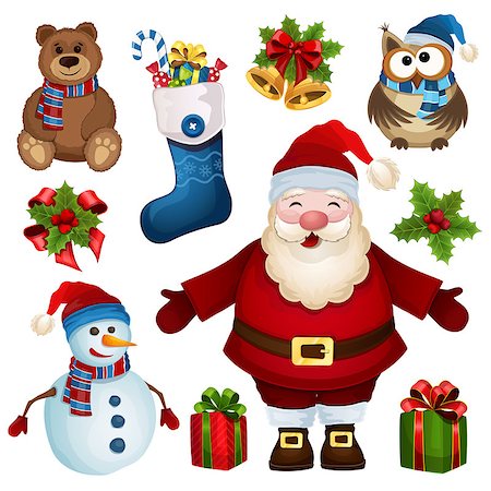 snowman owl - Vector collection of Christmas characters on a white background Stock Photo - Budget Royalty-Free & Subscription, Code: 400-07898069
