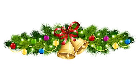 Vector illustration of the Christmas fir garland on a white background Stock Photo - Budget Royalty-Free & Subscription, Code: 400-07898063