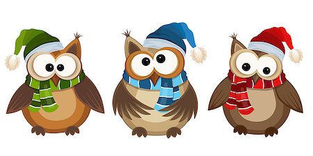 Vector illustration of funny owls on a white background Stock Photo - Budget Royalty-Free & Subscription, Code: 400-07898074