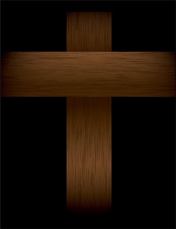 simsearch:400-07090264,k - An illustration of a wood grained cross fading into a black background. Vector EPS 10 available. EPS file contains transparencies. Stock Photo - Budget Royalty-Free & Subscription, Code: 400-07898146