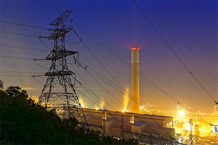 energy infrastructure - petrochemical industrial power plant factory at night Stock Photo - Budget Royalty-Free & Subscription, Code: 400-07898196