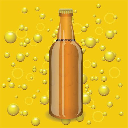 simsearch:400-07828997,k - colorful illustration with beer bottle on a yellow bubbles  background Stock Photo - Budget Royalty-Free & Subscription, Code: 400-07898193
