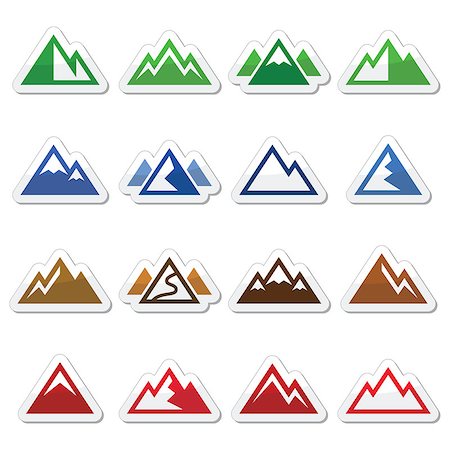 simsearch:400-07899385,k - Vector icons set of mountain landscape isolated on white Stock Photo - Budget Royalty-Free & Subscription, Code: 400-07898229