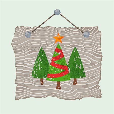 simsearch:400-08050300,k - Gray wooden sign with painted Christmas trees for sale. Foto de stock - Super Valor sin royalties y Suscripción, Código: 400-07898378