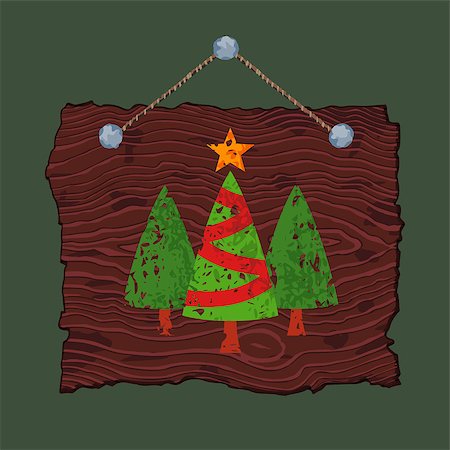 simsearch:400-08050300,k - Dark wooden sign with painted Christmas trees for sale. Foto de stock - Super Valor sin royalties y Suscripción, Código: 400-07898380